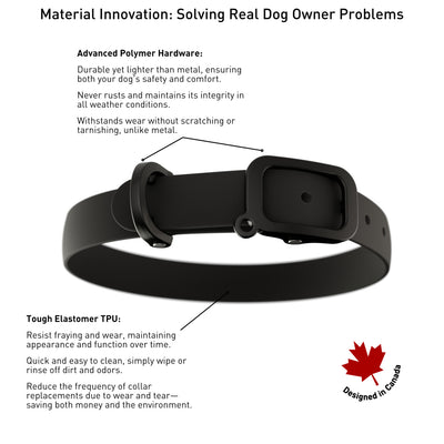 NUVUQ - Waterproof and Lightweight Dog Collar - Black Pepper