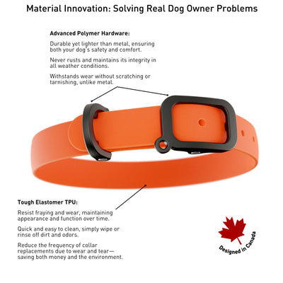 NUVUQ - Waterproof and Lightweight Dog Collar - Tangerine Orange