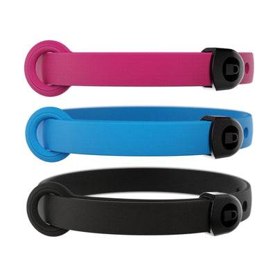 NUVUQ Mini - Lightweight Dog Collar - Pack of 3 (Pink, Blue and Black)