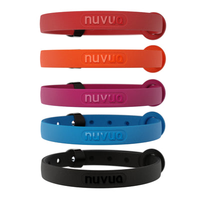 NUVUQ Mini - Lightweight Dog Collar - Pack of 5 (Pink, Blue, Black, Red and Orange)
